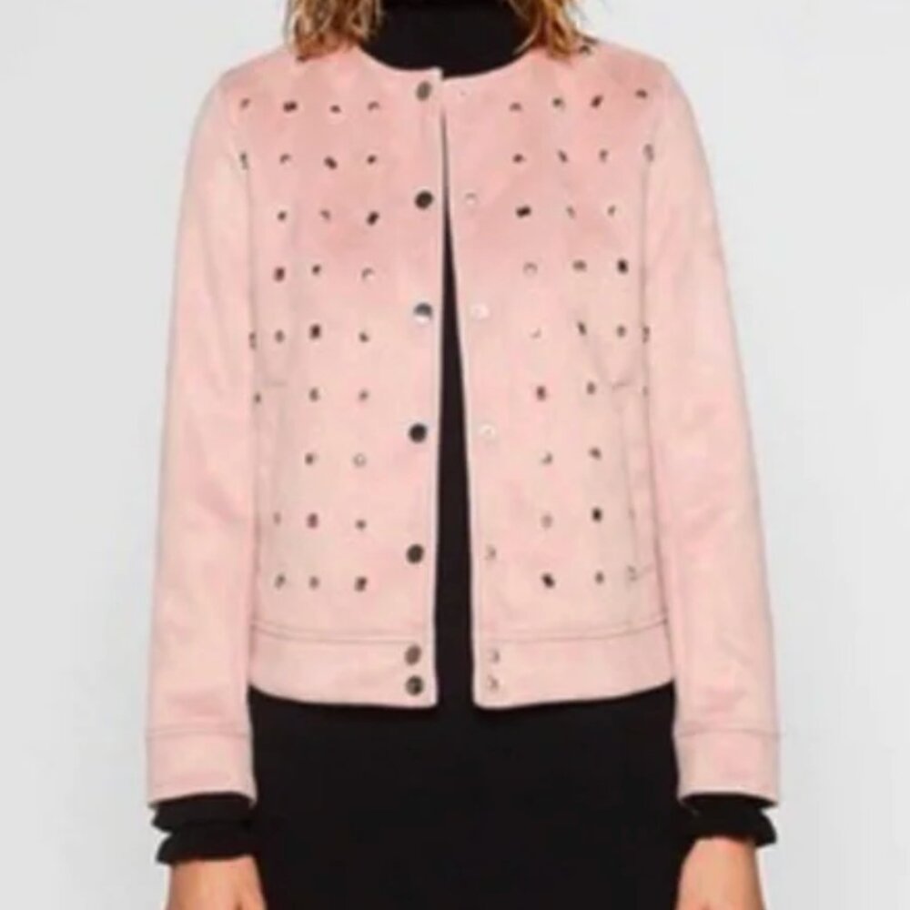 Zara pink suede bomber jacket, size S (US 4)